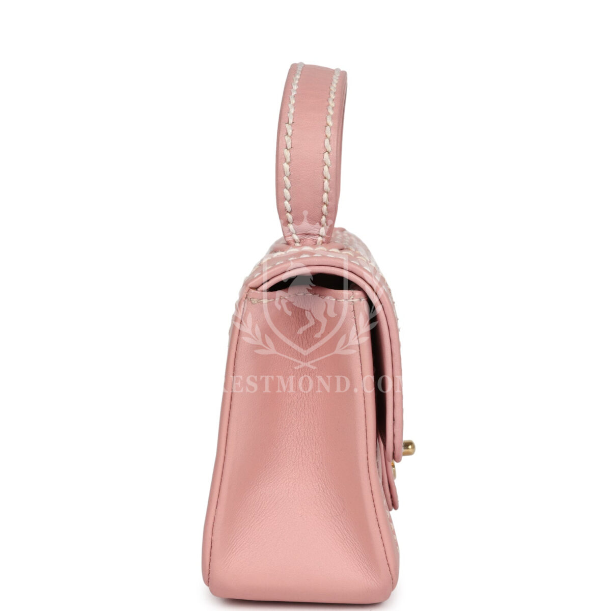 Vintage Chanel Mini Wild Stitch Surpique Top Handle Flap Bag Pink Calfskin Gold Hardware — изображение 3