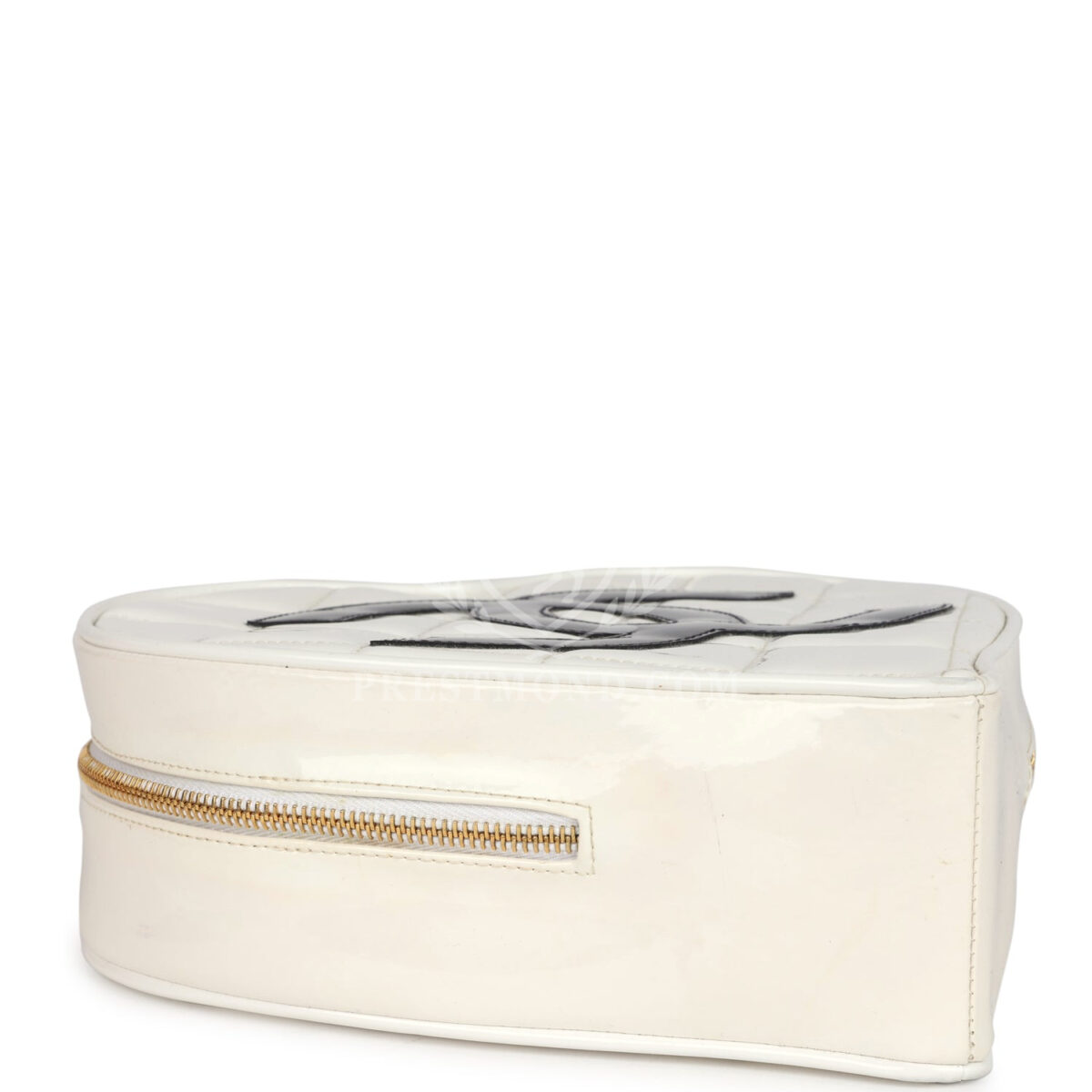 Vintage Chanel Heart Vanity Bag White and Black Patent Antique Gold Hardware — изображение 6