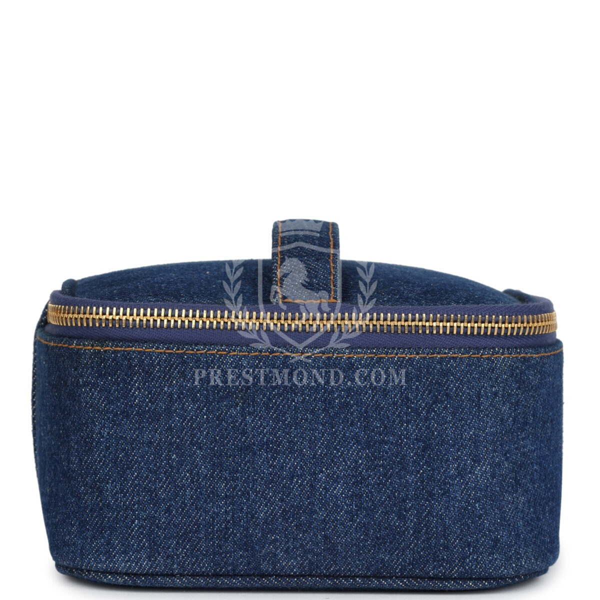 Vintage Chanel Square Vanity Case Dark Blue Denim Gold Hardware — изображение 3