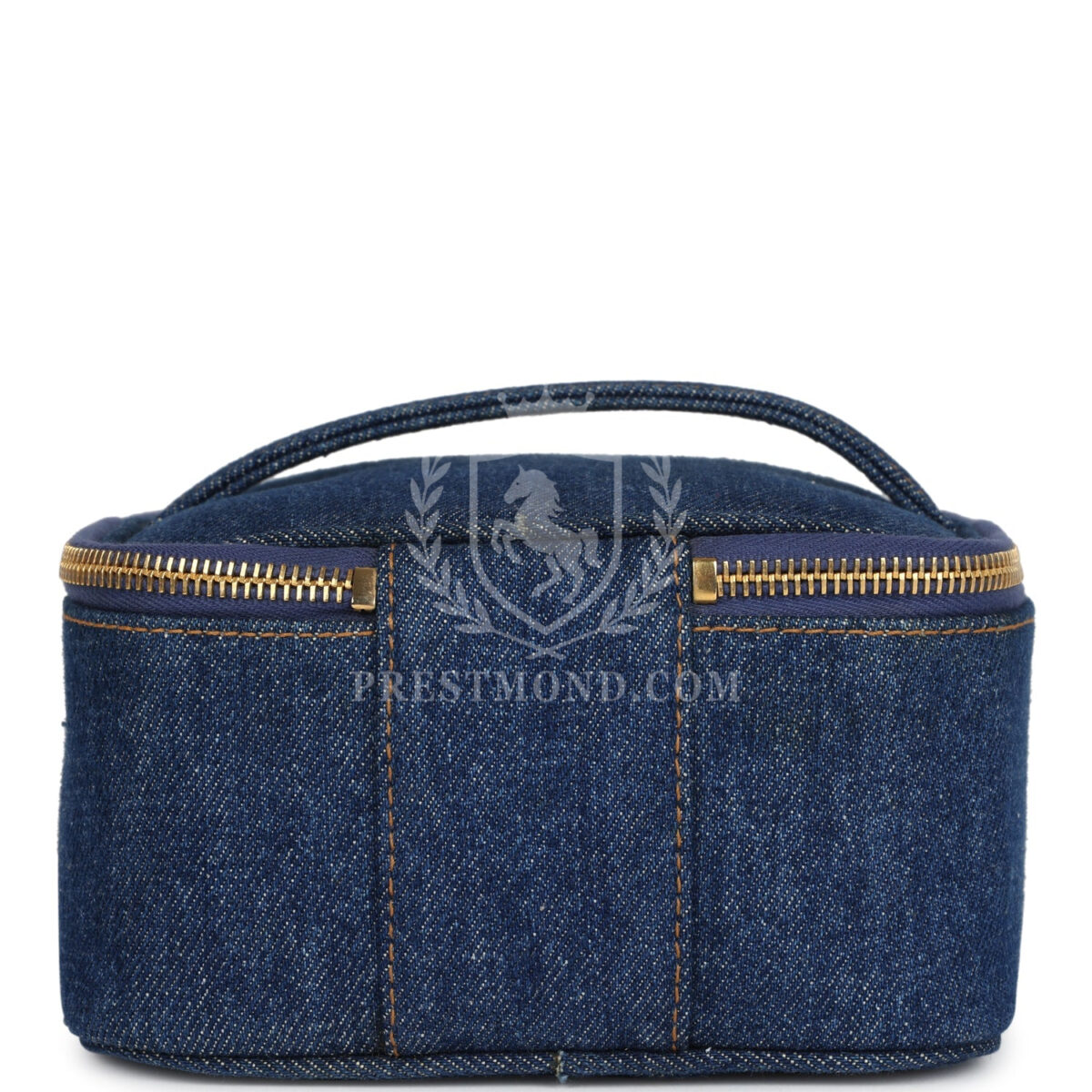 Vintage Chanel Square Vanity Case Dark Blue Denim Gold Hardware — изображение 4