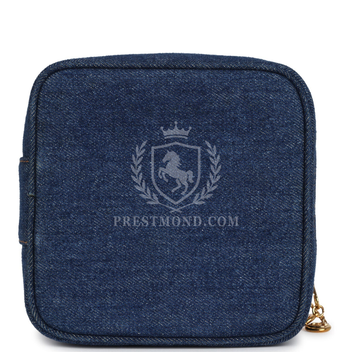 Vintage Chanel Square Vanity Case Dark Blue Denim Gold Hardware — изображение 6
