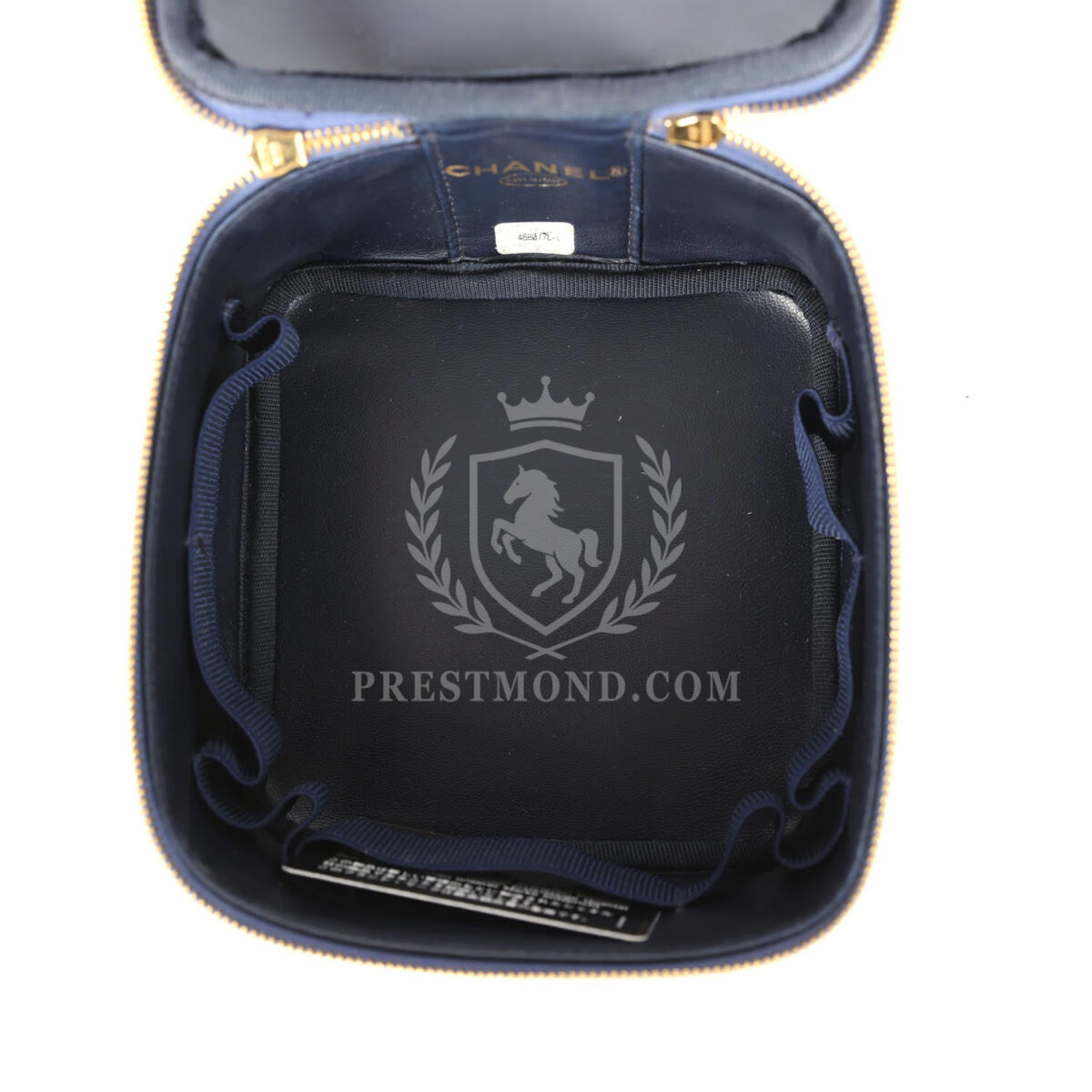 Vintage Chanel Square Vanity Case Dark Blue Denim Gold Hardware — изображение 7