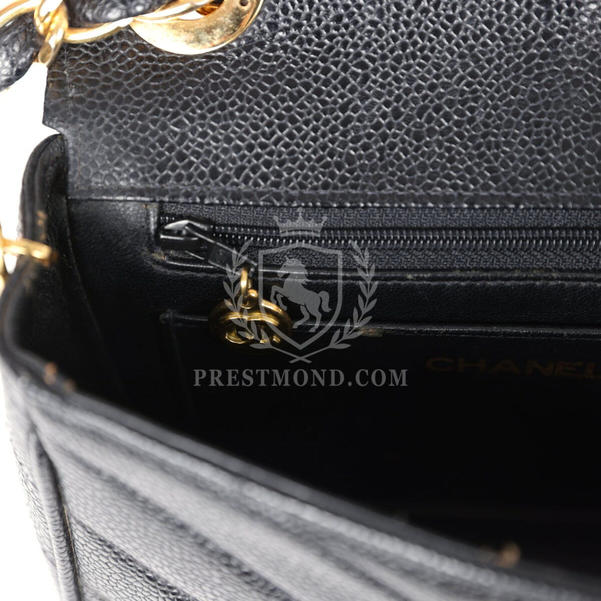 Vintage Chanel Square Chevron Envelope Flap Bag Black Caviar Gold Hardware — изображение 9