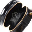 Vintage Chanel Round Vanity Bag Black and White Patent Leather Antique Gold Hardware