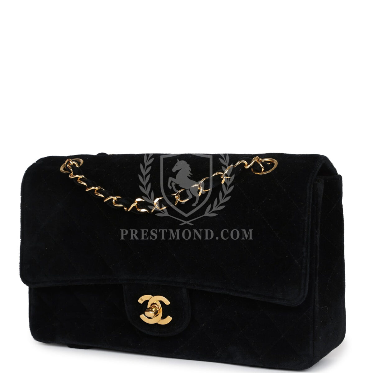 Vintage Chanel Medium Single Flap Bag with Magazine Holder Black Velvet Gold Hardware — изображение 5