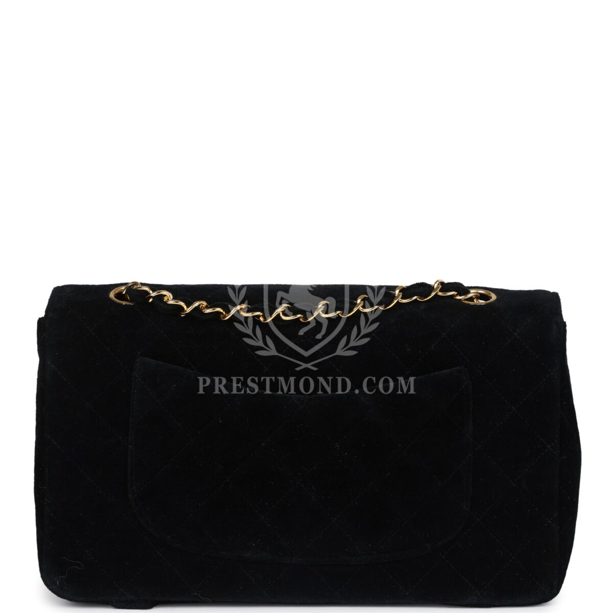 Vintage Chanel Medium Single Flap Bag with Magazine Holder Black Velvet Gold Hardware — изображение 4