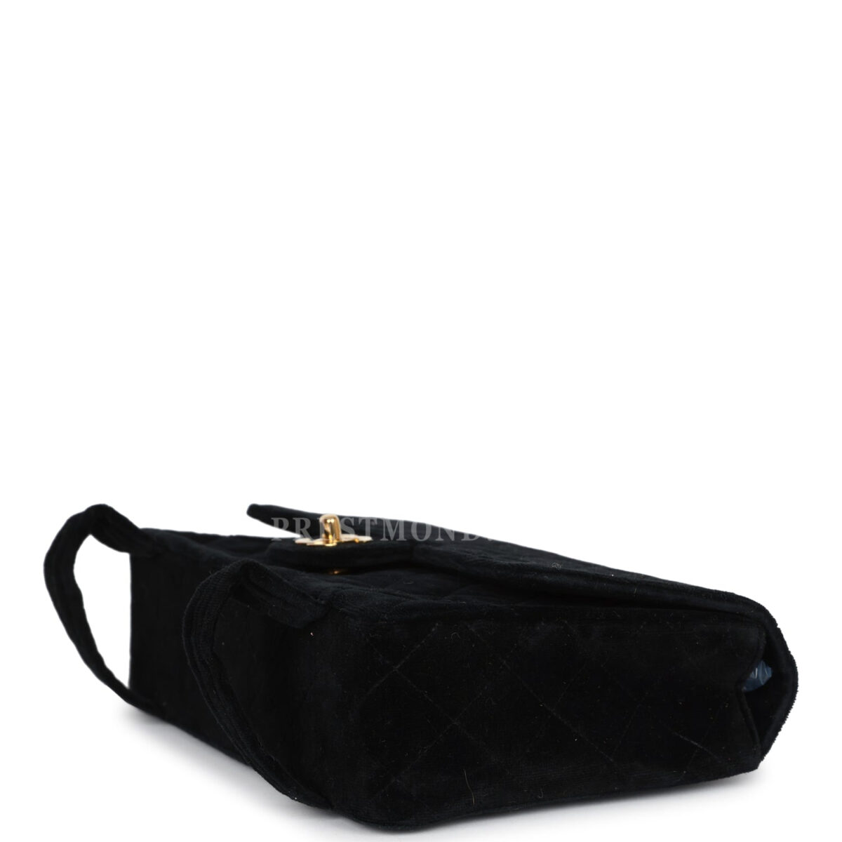 Vintage Chanel Medium Single Flap Bag with Magazine Holder Black Velvet Gold Hardware — изображение 7