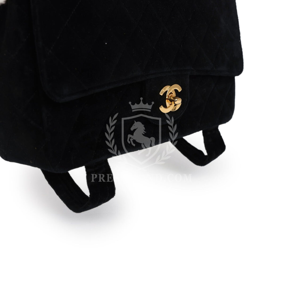 Vintage Chanel Medium Single Flap Bag with Magazine Holder Black Velvet Gold Hardware — изображение 9