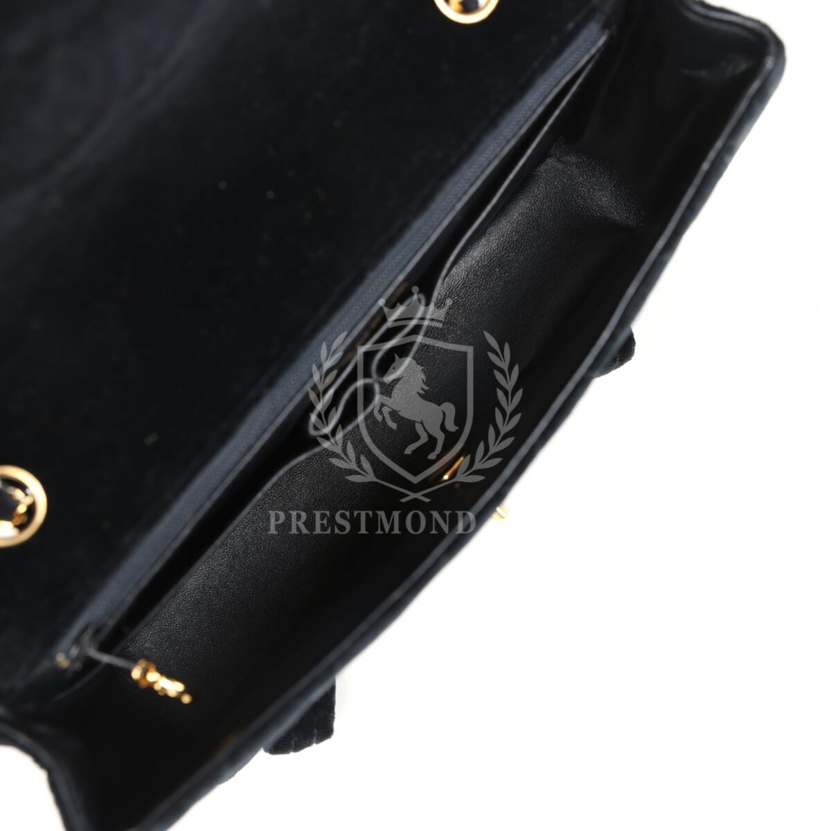 Vintage Chanel Medium Single Flap Bag with Magazine Holder Black Velvet Gold Hardware — изображение 10