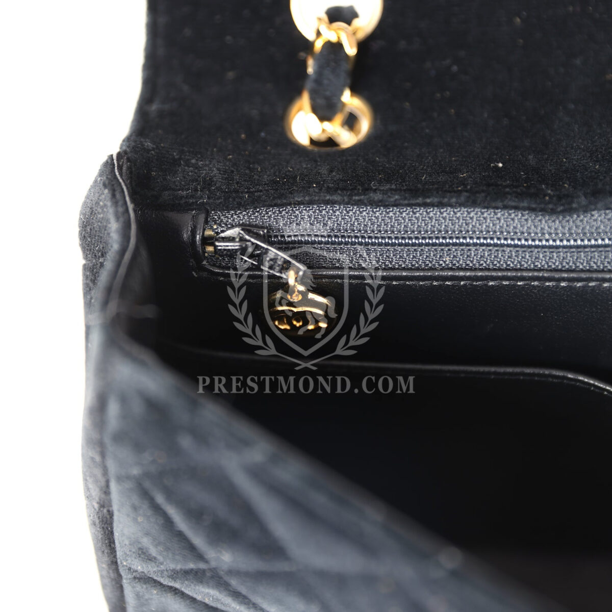 Vintage Chanel Medium Single Flap Bag with Magazine Holder Black Velvet Gold Hardware — изображение 12