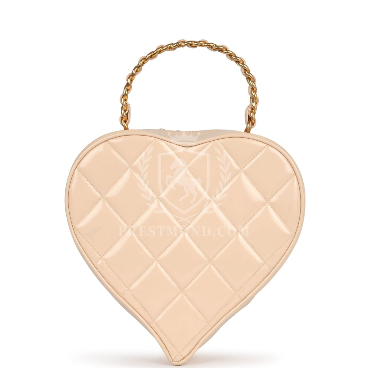 Vintage Chanel Heart Vanity Bag Beige and Black Patent Antique Gold Hardware — изображение 4