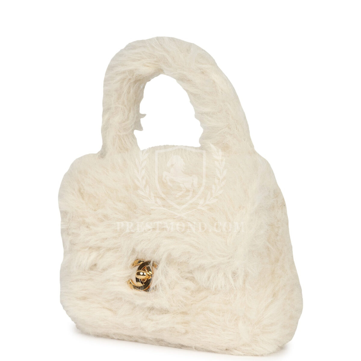 Vintage Chanel Micro Kelly Child White Rabbit Fur Gold Hardware — изображение 5