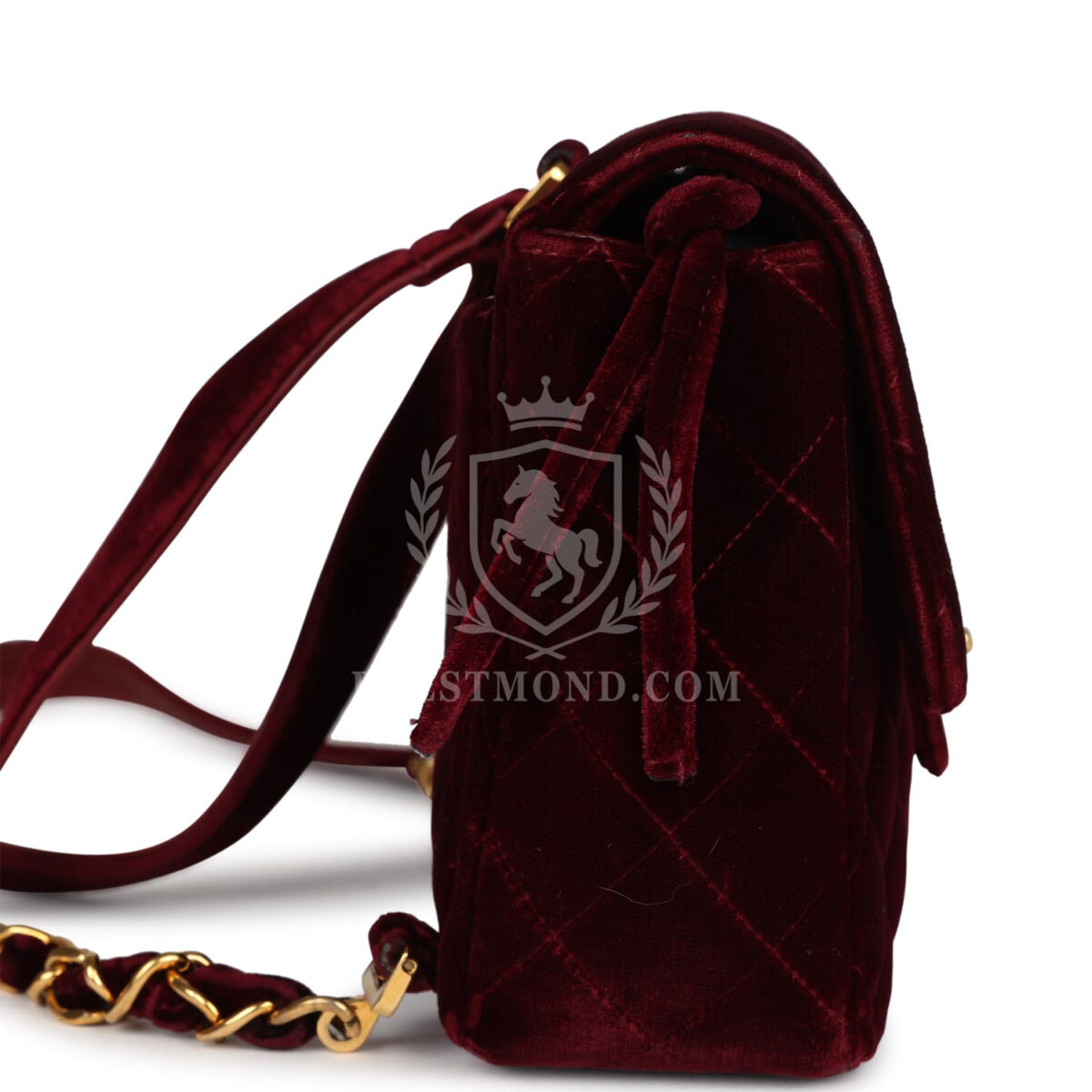 Vintage Chanel Medium Classic Flap Backpack Burgundy Velvet Gold Hardware — изображение 3