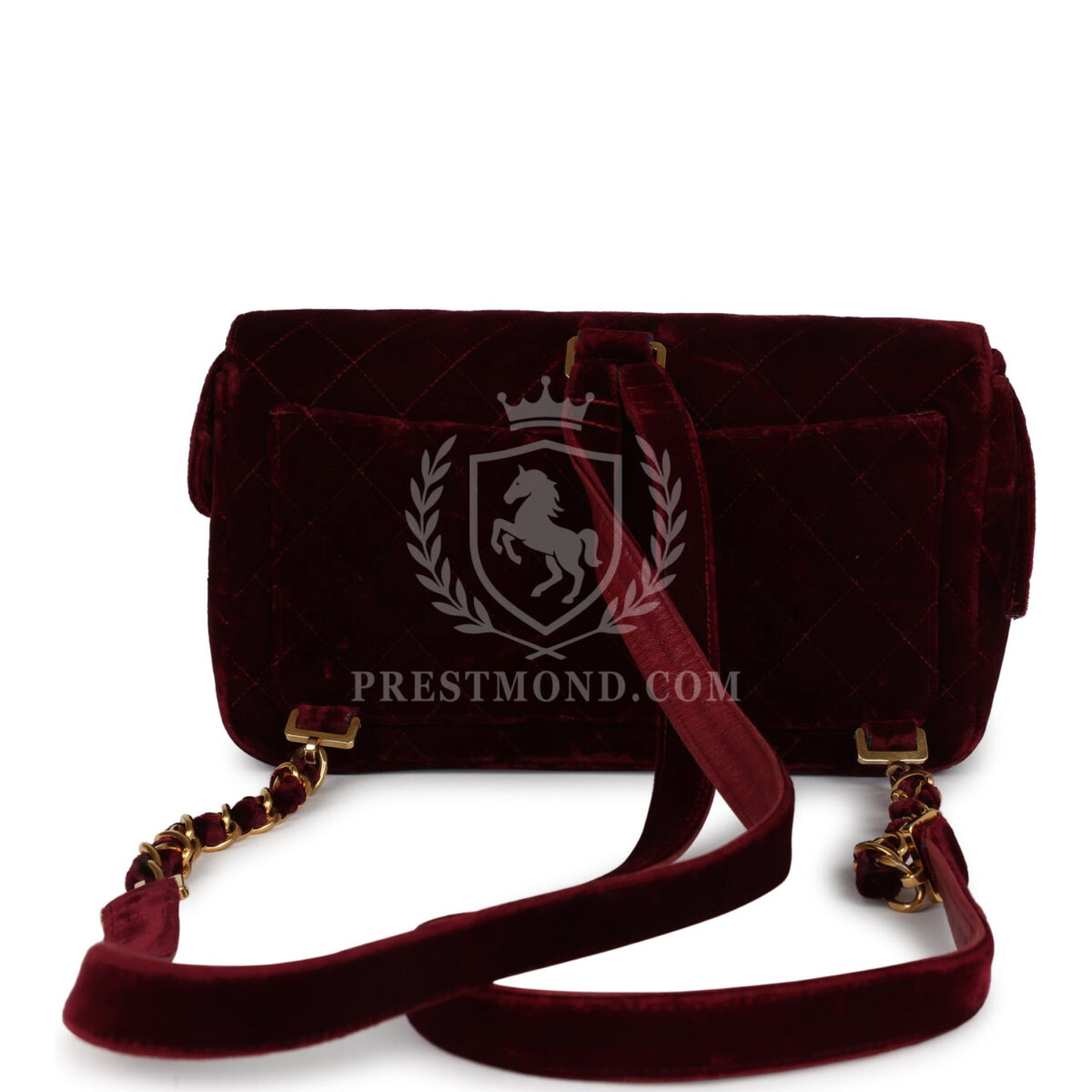 Vintage Chanel Medium Classic Flap Backpack Burgundy Velvet Gold Hardware — изображение 4