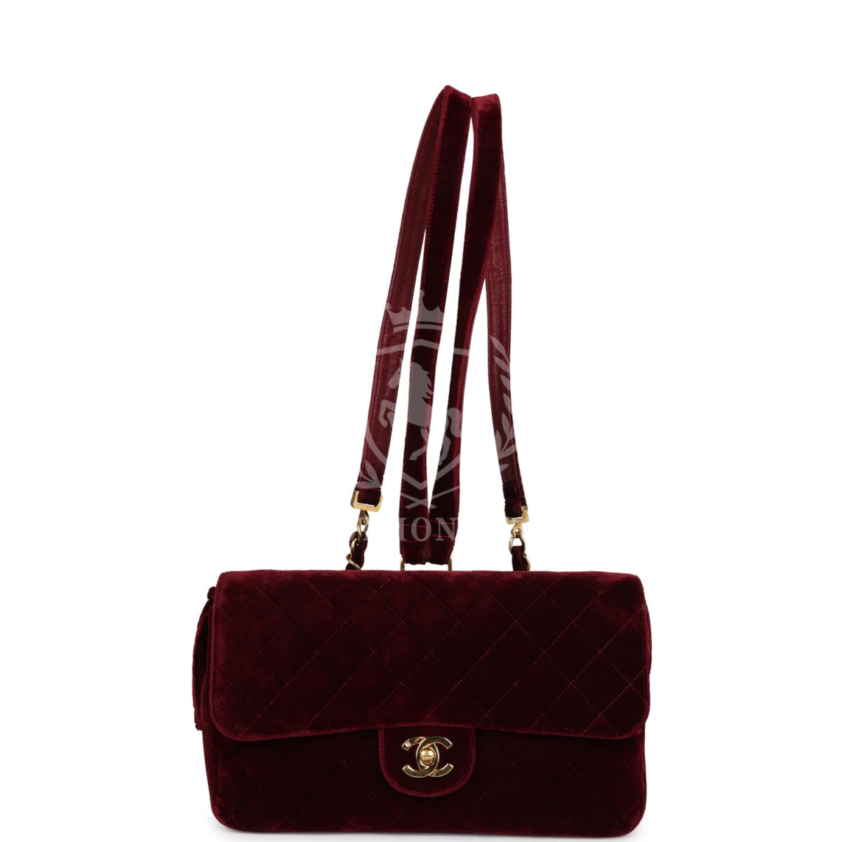 Vintage Chanel Medium Classic Flap Backpack Burgundy Velvet Gold Hardware — изображение 7