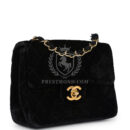 Vintage Chanel Mini Square Flap Bag Black Velvet Gold Hardware