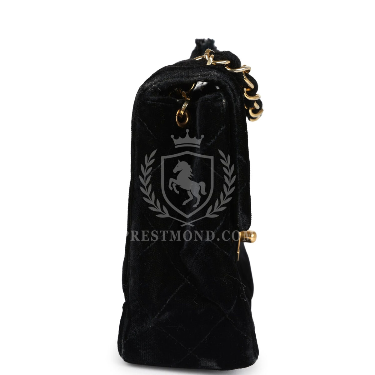 Vintage Chanel Mini Square Flap Bag Black Velvet Gold Hardware — изображение 3