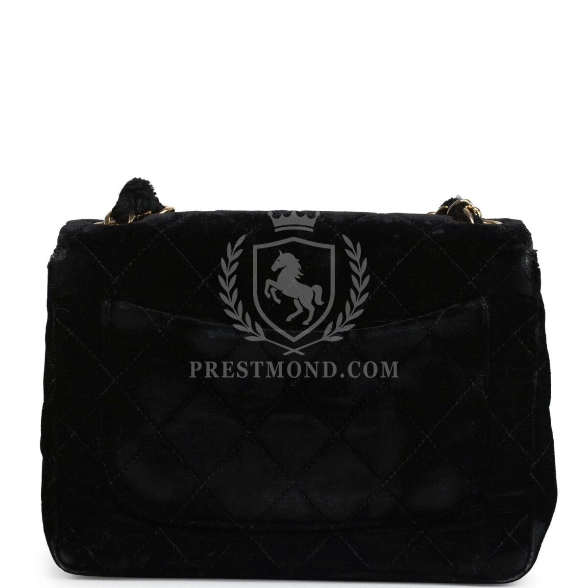 Vintage Chanel Mini Square Flap Bag Black Velvet Gold Hardware — изображение 4