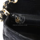 Vintage Chanel Mini Square Flap Bag Black Velvet Gold Hardware