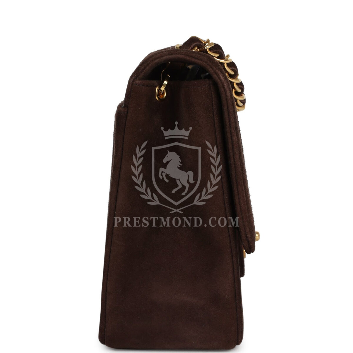Vintage Chanel Medium Vertical Flap Bag Brown Suede Gold Hardware — изображение 3