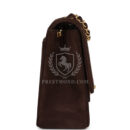 Vintage Chanel Medium Vertical Flap Bag Brown Suede Gold Hardware
