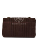 Vintage Chanel Medium Vertical Flap Bag Brown Suede Gold Hardware