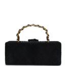 Vintage Chanel Rectangular Vanity Box Black Pony Hair Antique Gold Hardware