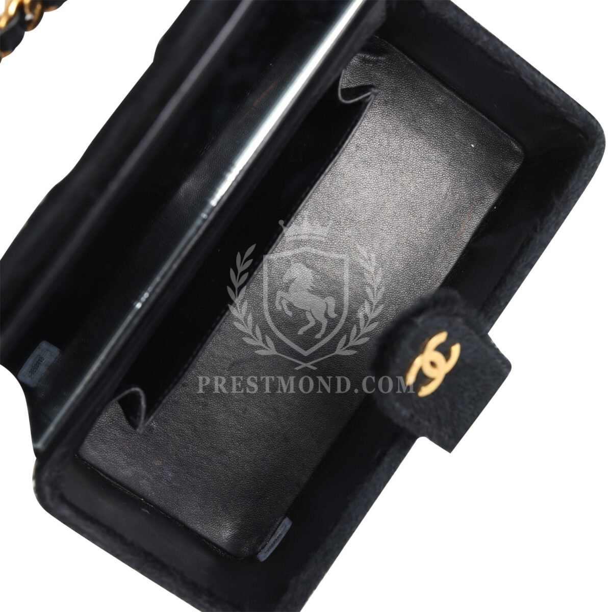 Vintage Chanel Rectangular Vanity Box Black Pony Hair Antique Gold Hardware — изображение 8