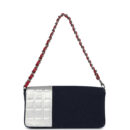 Vintage Chanel N0.5 Chain Shoulder Bag Navy, Silver, Red Canvas Silver Hardware