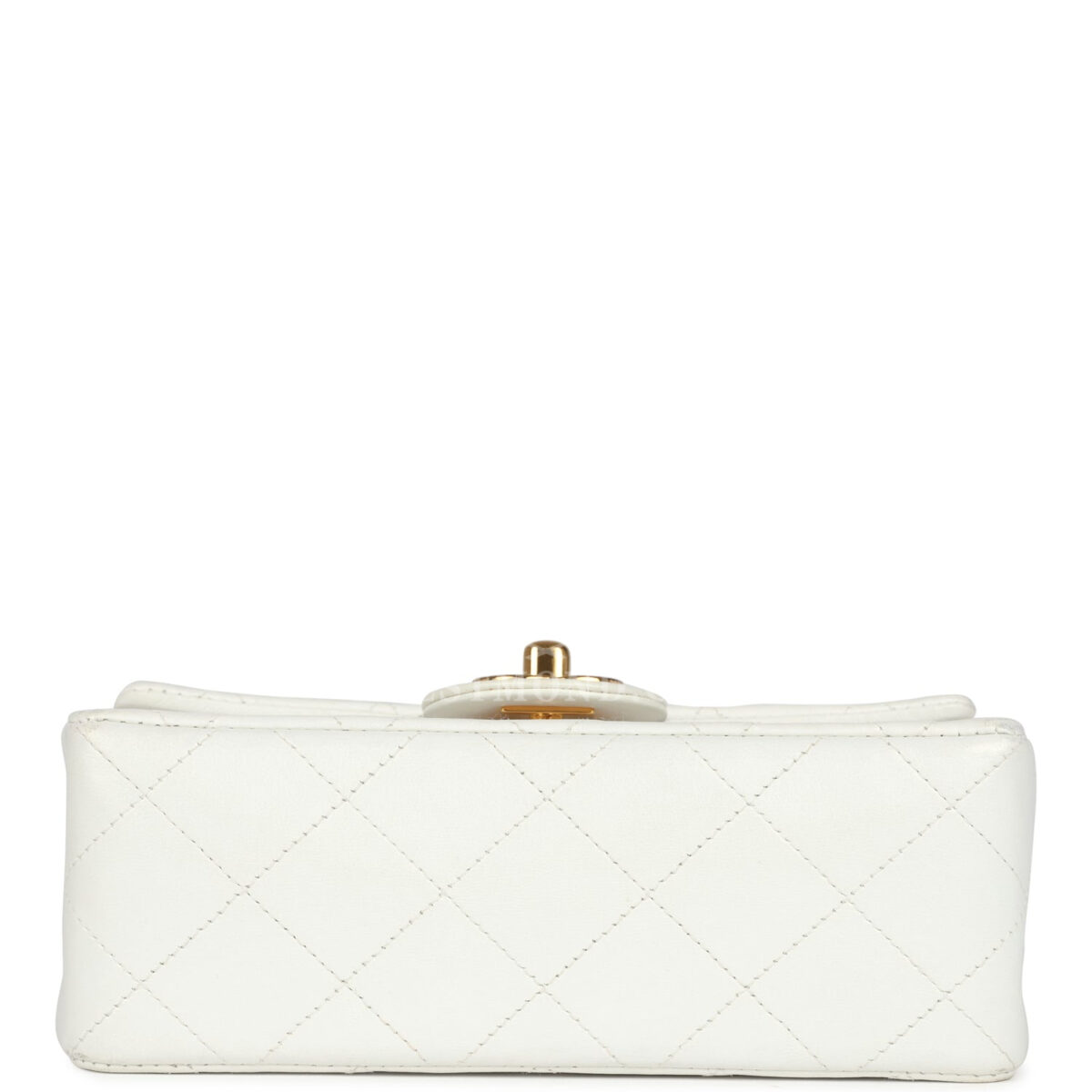 Vintage Chanel Mini Square Flap Bag White Lambskin Gold Hardware — изображение 6
