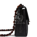 Vintage Chanel Jumbo Classic Single Flap Bag Black Lambskin Tortoiseshell Bakelite Hardware