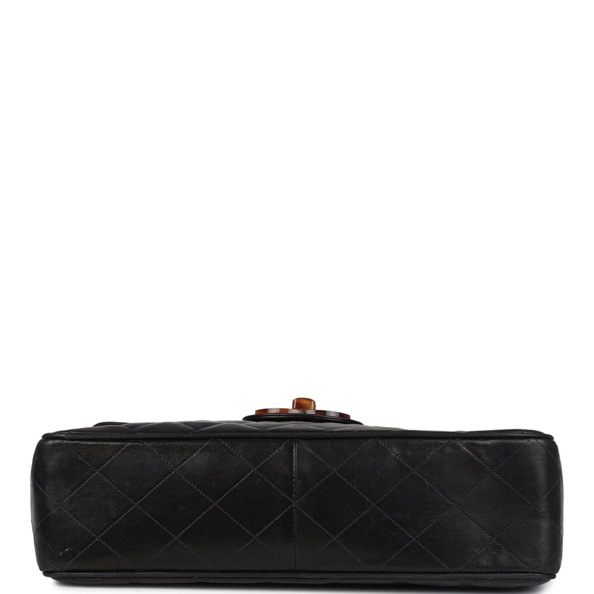 Vintage Chanel Jumbo Classic Single Flap Bag Black Lambskin Tortoiseshell Bakelite Hardware — изображение 6