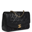 Vintage Chanel Small Diana Flap Bag Black Lambskin Gold Hardware