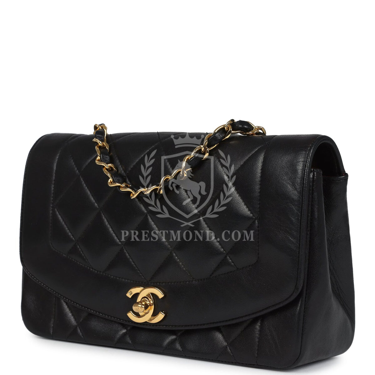 Vintage Chanel Small Diana Flap Bag Black Lambskin Gold Hardware — изображение 5