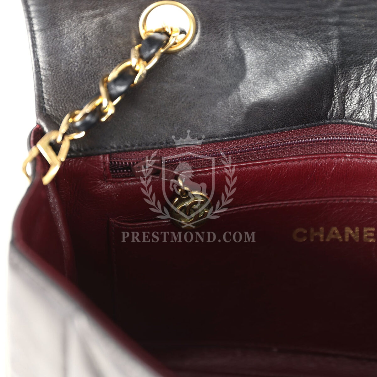 Vintage Chanel Small Diana Flap Bag Black Lambskin Gold Hardware — изображение 9