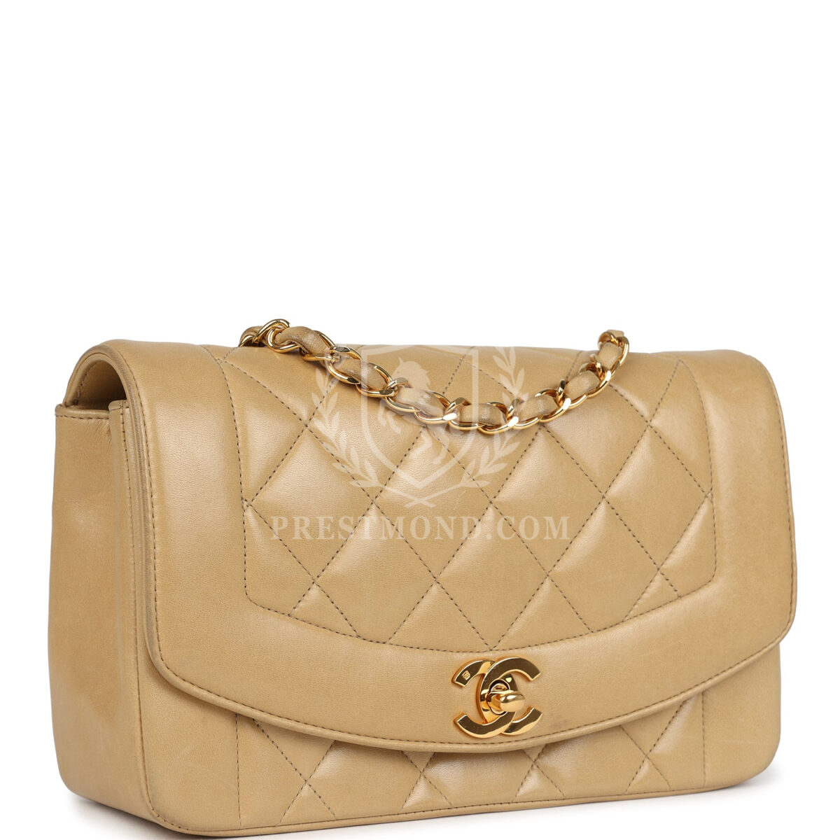 Vintage Chanel Small Diana Flap Bag Beige Lambskin Gold Hardware — изображение 2