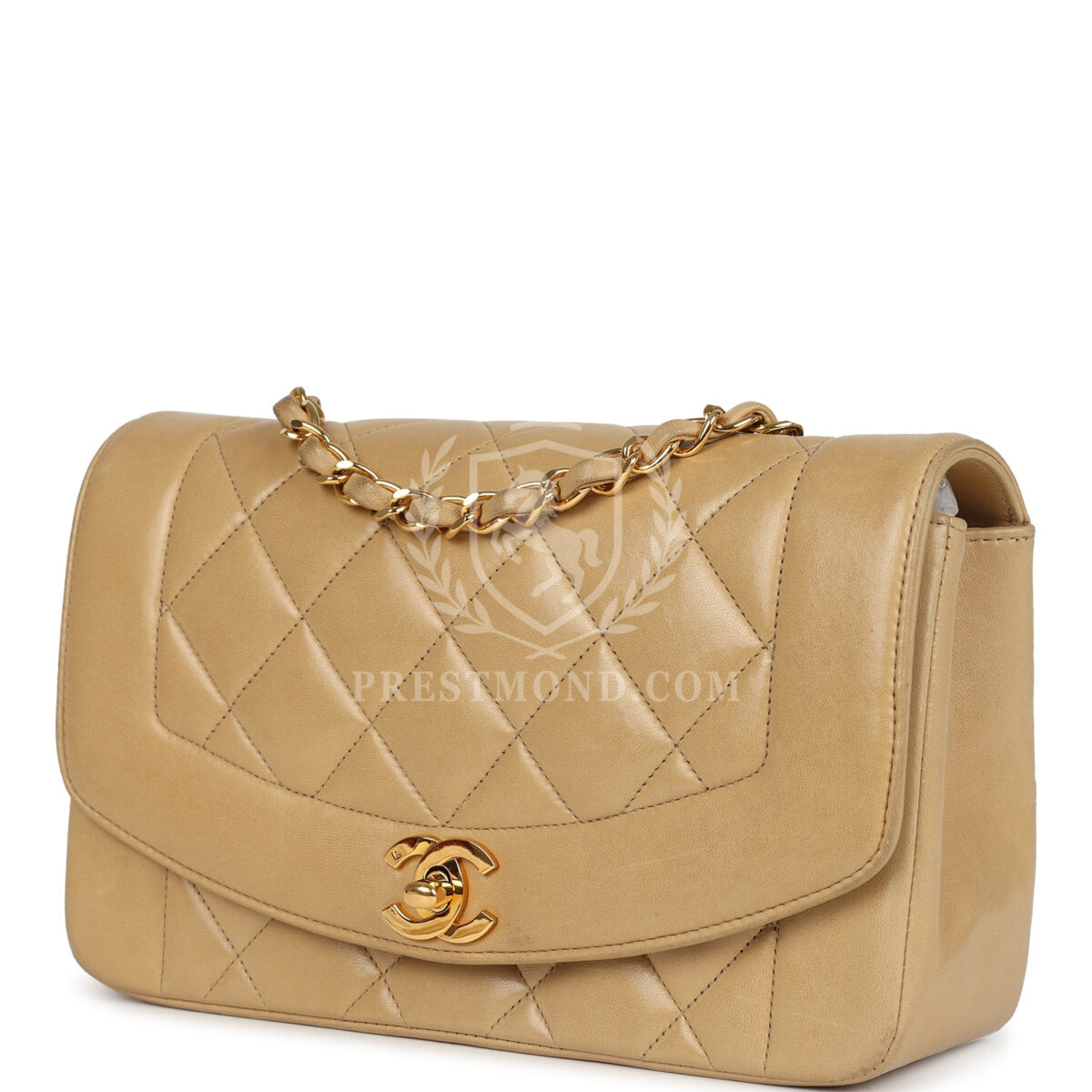 Vintage Chanel Small Diana Flap Bag Beige Lambskin Gold Hardware — изображение 5
