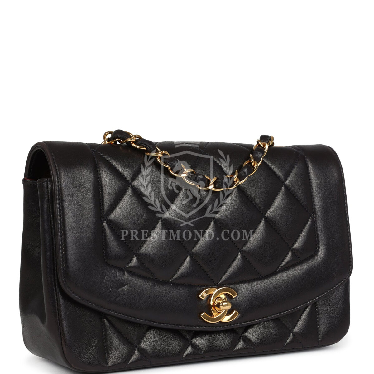 Vintage Chanel Small Diana Flap Bag Black Lambskin Gold Hardware — изображение 2