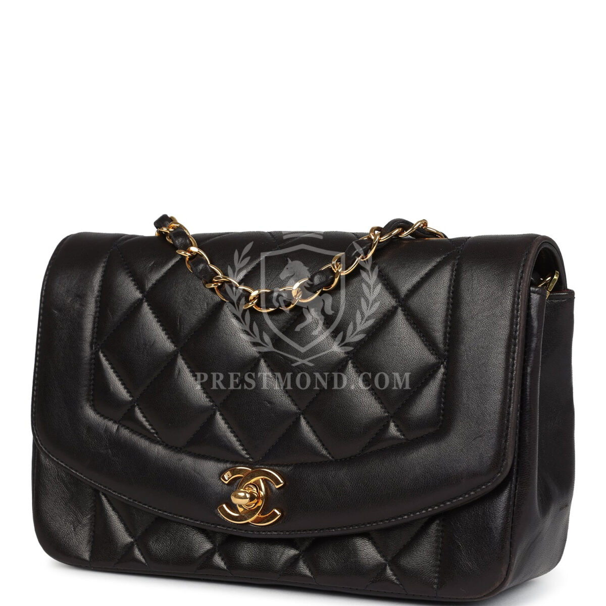 Vintage Chanel Small Diana Flap Bag Black Lambskin Gold Hardware — изображение 5