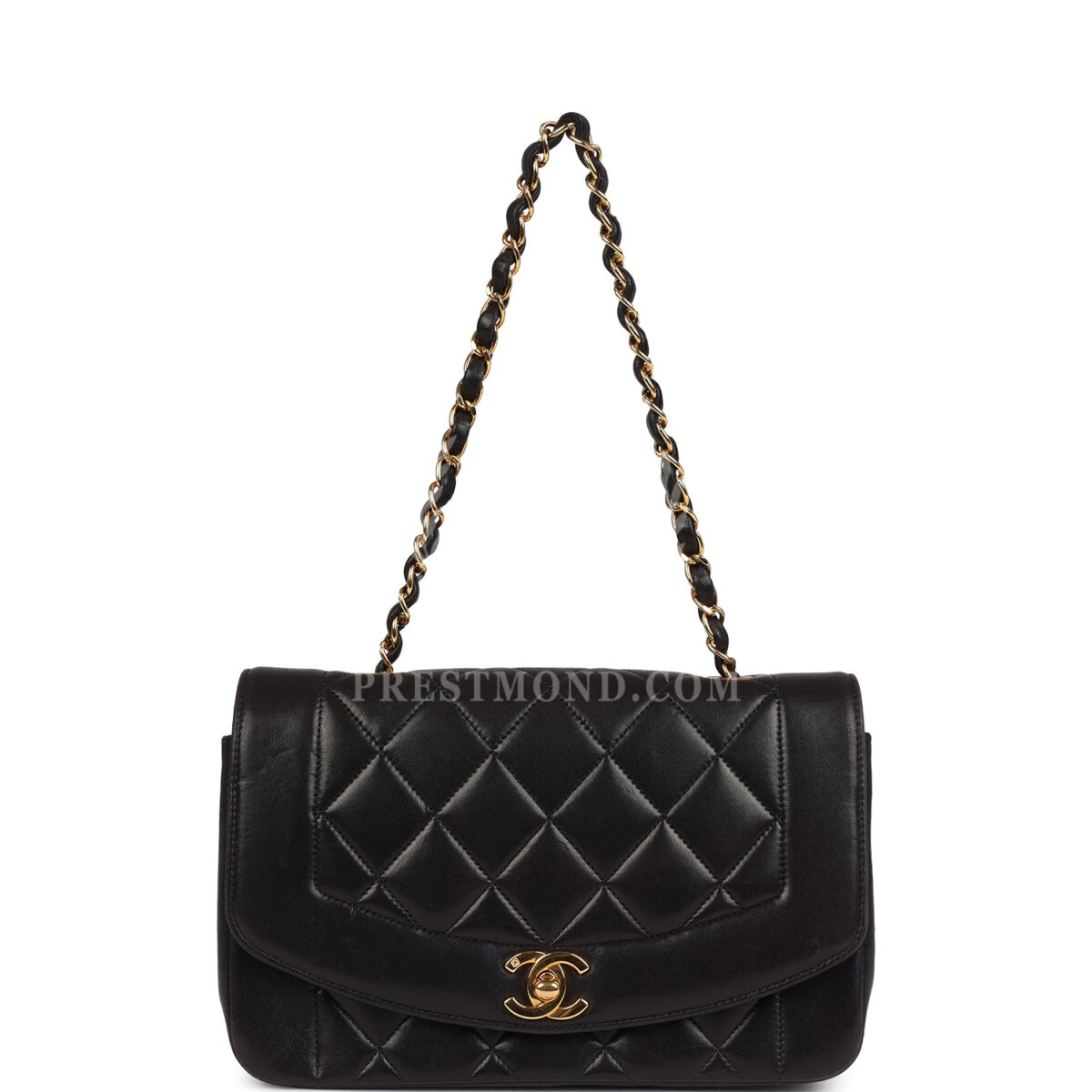 Vintage Chanel Small Diana Flap Bag Black Lambskin Gold Hardware — изображение 7