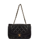 Vintage Chanel Small Diana Flap Bag Black Lambskin Gold Hardware