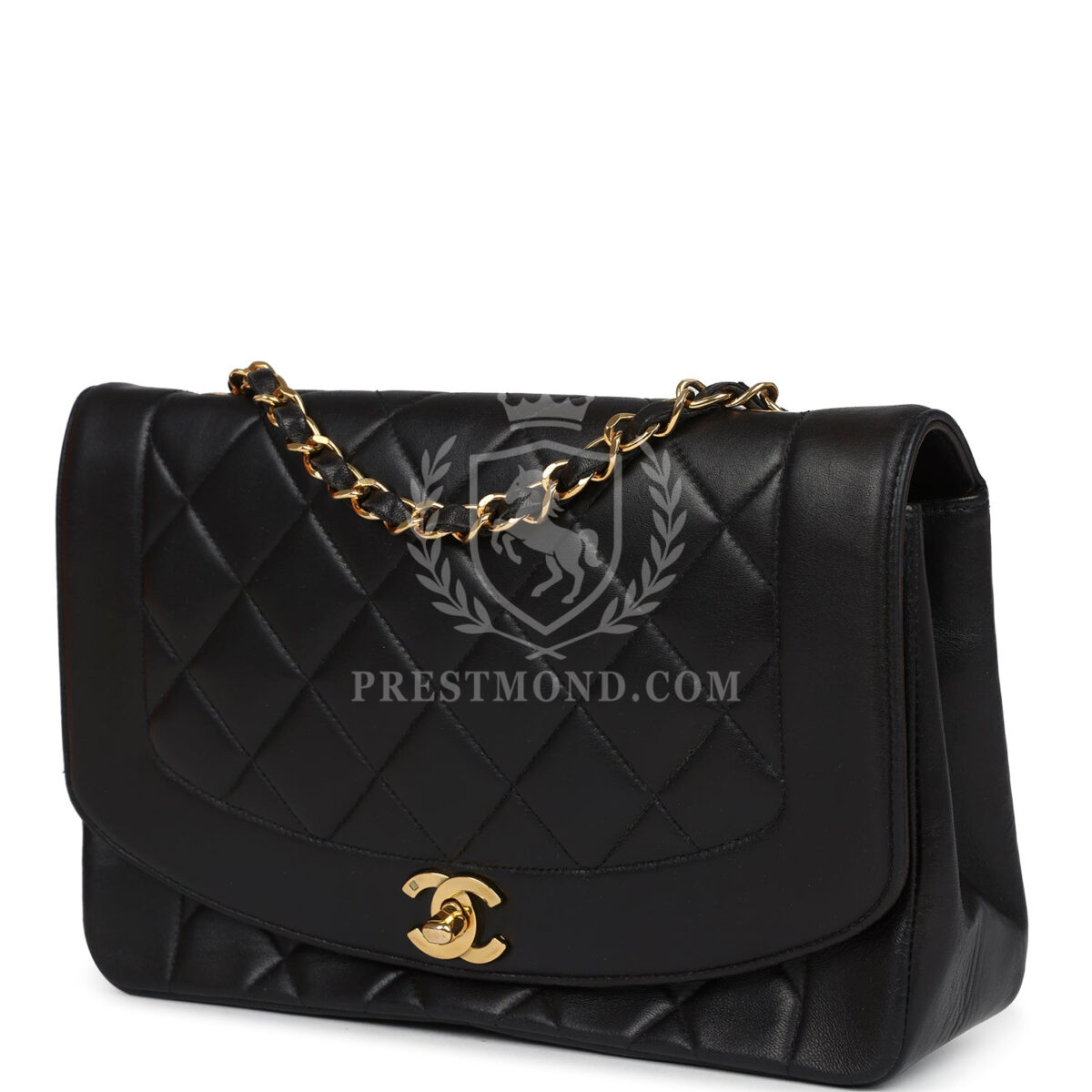 Vintage Chanel Medium Diana Flap Bag Black Lambskin Gold Hardware — изображение 5