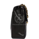 Vintage Chanel Jumbo Classic Mademoiselle Vertical Flap Black Lambskin Gold Hardware