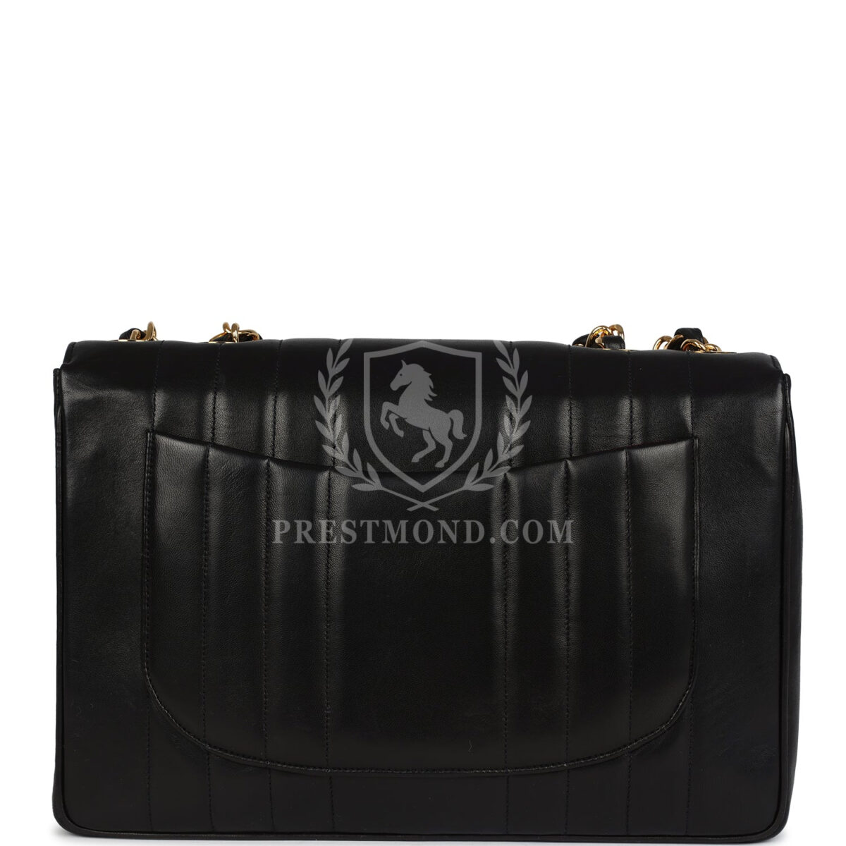 Vintage Chanel Jumbo Classic Mademoiselle Vertical Flap Black Lambskin Gold Hardware — изображение 4