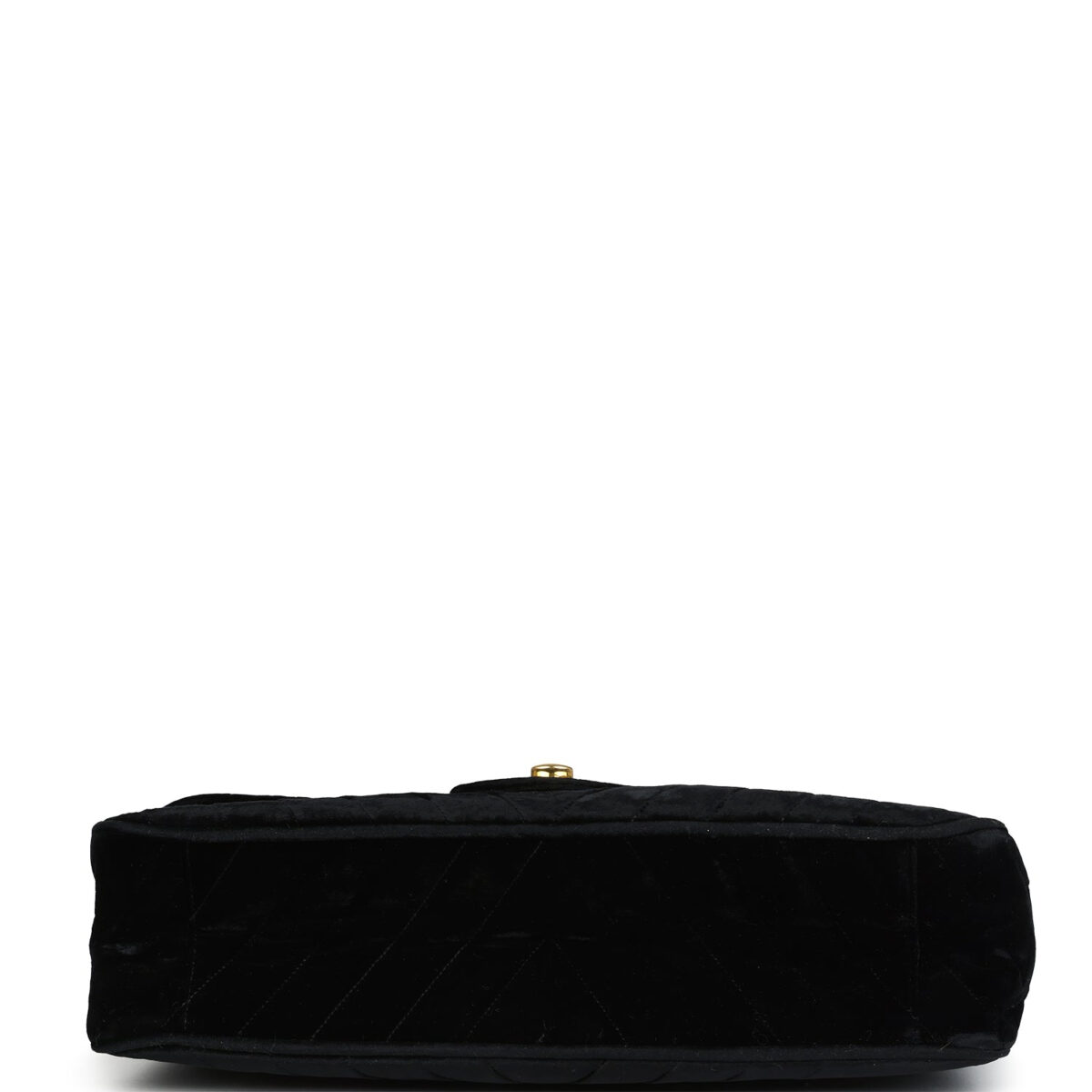 Vintage Chanel XL Classic Chevron Single Flap Bag Black Velvet Gold Hardware — изображение 6