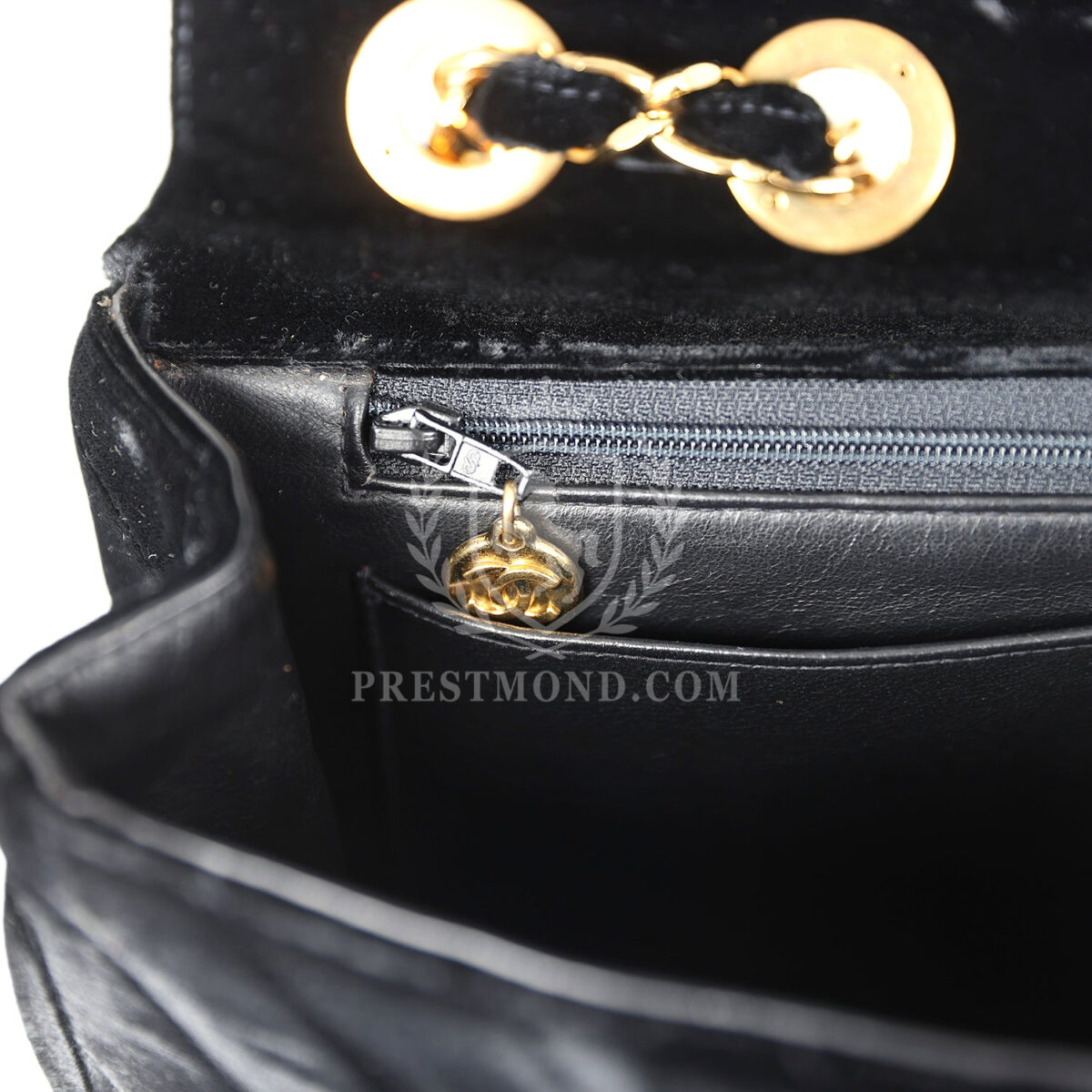 Vintage Chanel XL Classic Chevron Single Flap Bag Black Velvet Gold Hardware — изображение 10