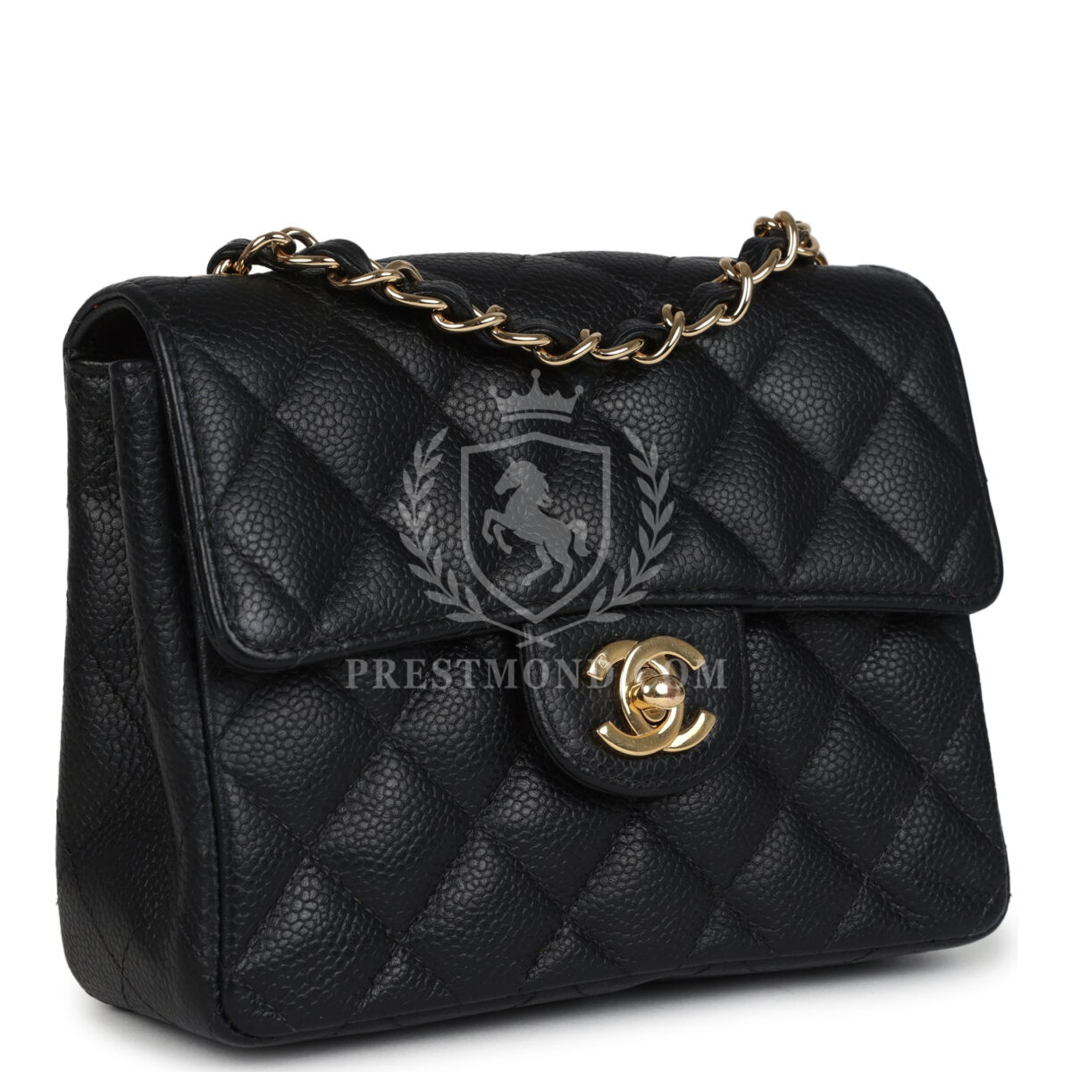 Vintage Chanel Mini Square Half Flap Bag Black Caviar Gold Hardware — изображение 2