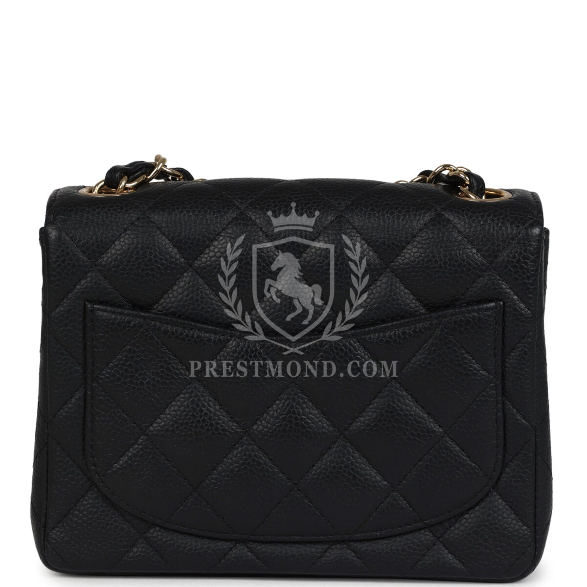 Vintage Chanel Mini Square Half Flap Bag Black Caviar Gold Hardware — изображение 4