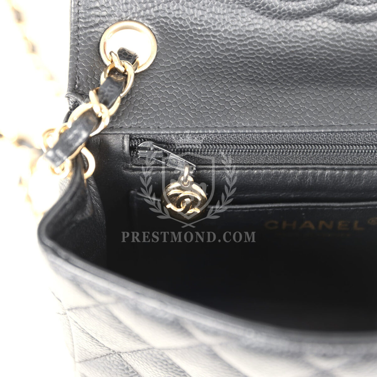 Vintage Chanel Mini Square Half Flap Bag Black Caviar Gold Hardware — изображение 9
