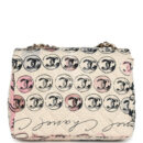 Vintage Chanel Mini Logo Square Flap Bag Light Pink Multi Printed Nylon Light Gold Hardware
